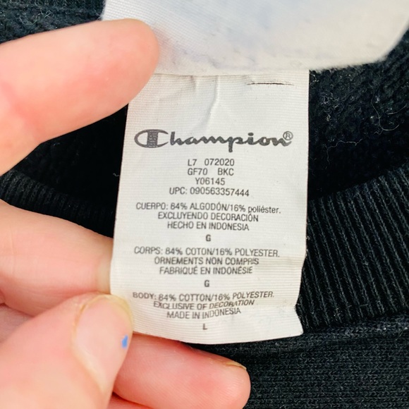 Vintage Style Champion Reverse Weave Crewneck Sweatshirt Logo Black Large - Picture 4 of 6